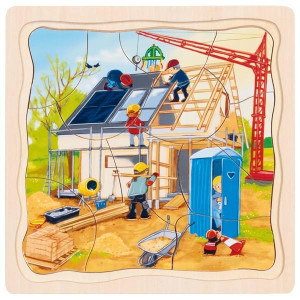 Goki Houten Puzzel - Wij bouwen een huis