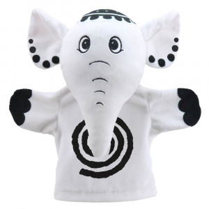 Handpopje Zwart-Wit: Olifant